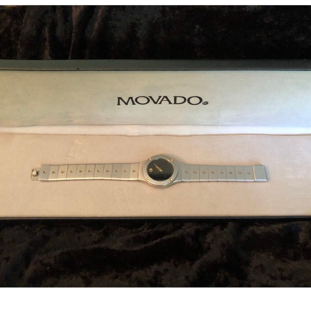 Movado Women's Two-Tone Black Dial Quartz Watch 8184861V81 - Good Condition